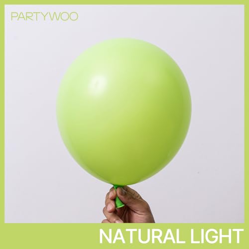 Image of PartyWoo Lime Green Balloons 100pcs 12 Inch Light Green Latex Helium Balloons for Graduation Wedding Baby Shower Anniversary Birthday Dinosaur Jungle Golf Football Theme Party Decorations Green-Y6