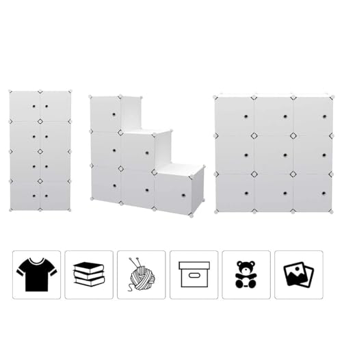 Image of Plastic Wardrobe for Kids Clothes - Durable, Easy to Use Anti-Skid & Non-Slip Effective Professional Collapsible Wardrobe, Plastic Cupboard for Kids, Foldable Almirah (4 Door,White-HF2)