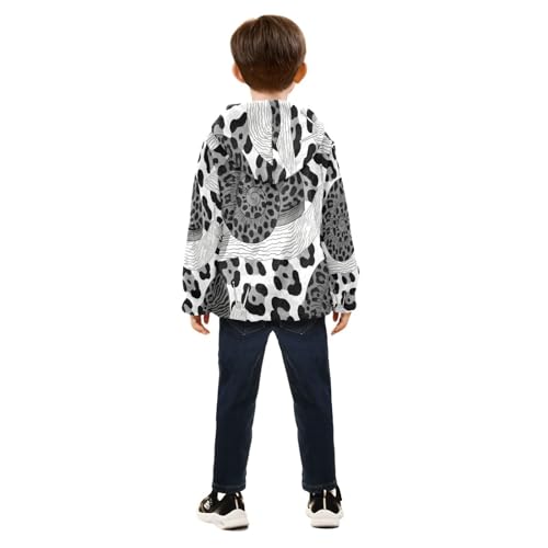 Snail Pattern with Leopard Spots Toddler Fleece Jacket Girl Boys Hooded Fleece Jacket Coat Warm Outwear Zip-up 3-10T4