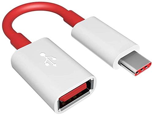Image of USB 3.0 to Type-C OTG Cable Male-Female Adapter Compatible with All C Type Supported Mobile Smartphone and Other Devices (White & Red)