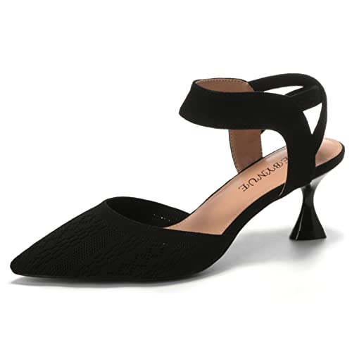 EBYNUE Women's Pumps Low Heel 2.5 inch Pointed Closed Toe Slingback Kitten Heels Party Wedding Comfortable Dress Shoes