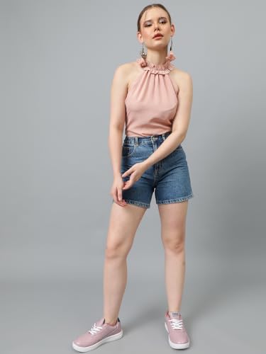 Image of KOTTY Women's Casual Sleeveless Solid Pink Top