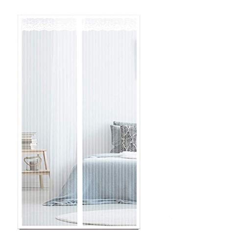 GUOGAI Moustiquaire AimantéE Porte Fenetre, 120x210cm(47x83inch) MagnéTique Rideau De Porte Moustiquaire sur Mesure de Porte Rideau Anti Mouche pour Couloirs, Portes, Blanc A Cover