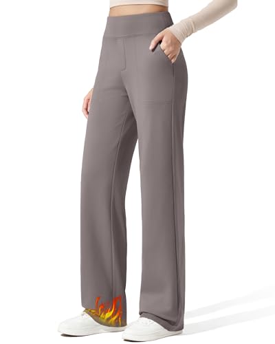 Pantalon de travail thermique femme coupe large et décontractée taupe en taille M