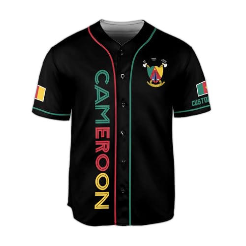 Camiseta de béisbol personalizada de Camerún para hombre, camiseta de Camerún para hombre, fútbol de Camerún, camiseta de béisbol de Camerún miniatura 4