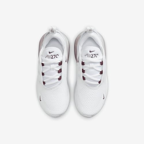 Nike Air Max 270 Little Kids' Shoe (AO2372-119, White/Platinum Violet/Burgundy Crush) Size 134