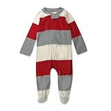 HonestBaby Sleep and Play Footed Pajamas One-Piece Sleeper Jumpsuit Zip-Front Pjs Organic Cotton for Baby Boys, Unisex, 6-9 Months