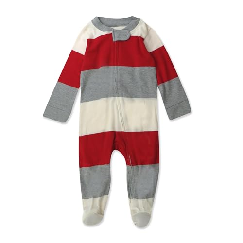 Image of HonestBaby Sleep and Play Footed Pajamas One-Piece Sleeper Jumpsuit Zip-Front Pjs Organic Cotton for Baby Boys, Unisex, Newborn