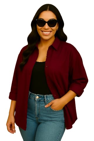 Image of FUNDAY FASHION Women Boxy Fit Solid Casual Shirt