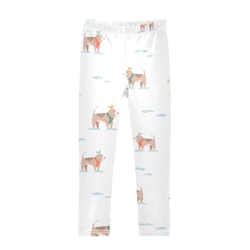 Dog and Bird Girls Leggings,Workout Leggings for Girls Toddler Athletic Legging Size for 3-10T