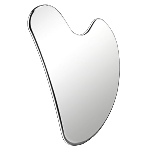 Gua Sha Edelstahl für Gesichtsmassage Edelstahl Gua Sha Stein fur Anti Aging Anti-Falten und Schwellungsreduktion guasha für Gesicht Hals und Körpermuskulatur GuaSha Gesichtspflege (Heart)