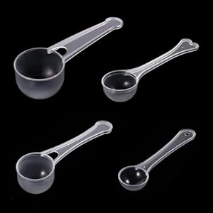 4pcs Clear Plastic Measuring Spoons Measure Scoops 1g 3g 5g 10g Teaspoon Tablespoon for Grains Protein Milk Coffee Spices Pet Food Accurate Measure Spoons Home Kitchen Measuring Tool