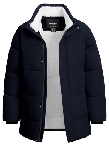 Image of Boys Winter Puffer Jacket Waterproof Hooded Parka Coat with Faux Fur Lining Warm Insulated Outdoor Jacket for Kids