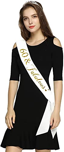 Yuvi Gift Gallery Decorative Satin Happy Birthday Sash for Birthday Boy/Girl & Party Decoration Accessory (60 & Fabulous) - Image 2 thumbnail
