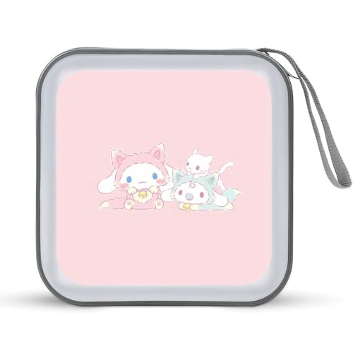 シナモロール CDケース プラケース DVD収納ケース CD収納ボックス ディスクケース 防水 メディアケース 大容量 40枚収納 小型 持ち運び便利 薄型 ファスナー付 旅行