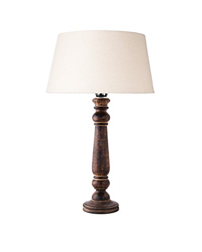 Image of Homesake Wooden Table Lamp, Antique Home Decor with Shade Empire, Table Night Lamps for Bedroom, Home Decoration Bedside Living Room, Corner Table for Living Room Decor Items - Black, Pack of 1