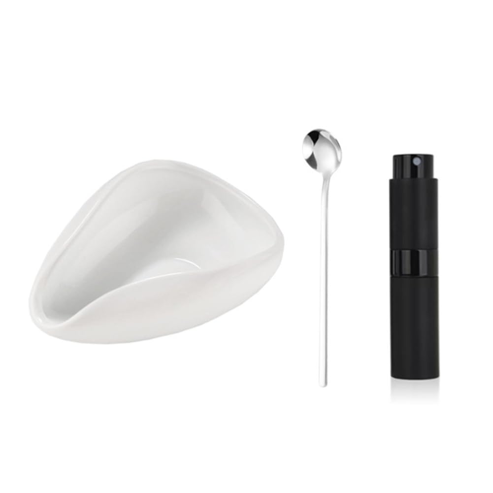CTRLZS Coffee Bean Dosing Cup and RDT Bottle and Spoon 3-Piece Set, Coffee Bar Replacement Parts, Ceramic Dosing Vessels White