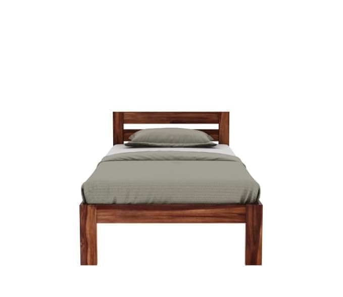 Image of KR Furniture Solid Sheesham Wood Single Bed for Adults & Kids | Solid Sheesham Wood Single Cot with Headboard | Strong Wooden Frame for Bedroom, Guest Room & Hostel | 6 * 3 ft | Honey Finish
