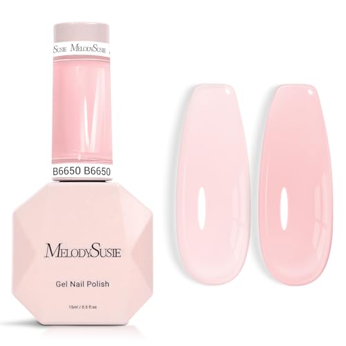 Image of MelodySusie Jeweliver Jelly Gel Nail Polish, 0.5Fl.oz Grace Nude Pink Gel Polish Soak Off UV LED Light Cure Gift for Women Manicure Nail Art DIY at Home B6650