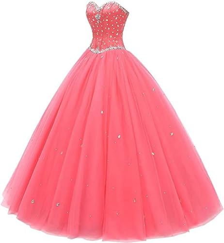 Image of Likedpage Women's Sweetheart Ball Gown Tulle Quinceanera Dresses Prom Dress