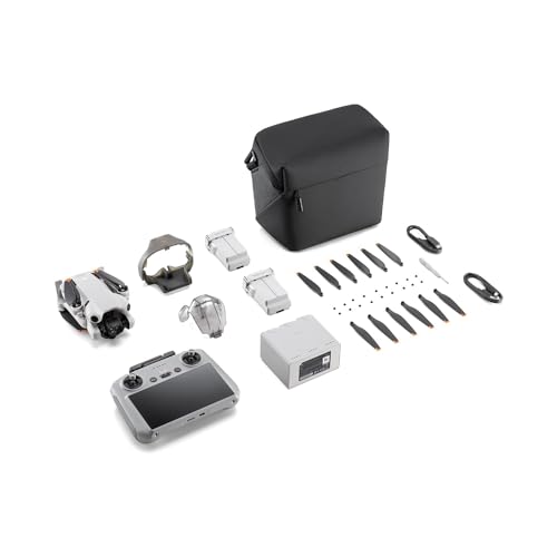 DJI Mini 4 Pro Fly More Combo mit DJI RC 2 Fernsteuerung (Bildschirmfernsteuerung), faltbare Mini-Drohne mit 4K-Kamera, unter 249g, 34 Minuten Flugzeit, 2 zusätzliche Akkus, Klasse-C0