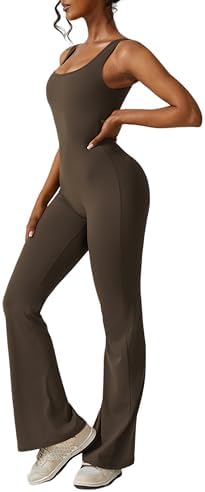 Womens Sleeveless Flare Jumpsuits Sexy Backless Tank Tops Bodycon...