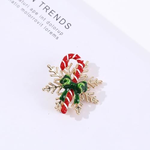 Image of Christmas Brooch Pins Crystal Christmas Tree Snowflake Jingle Bell Reindeer Enamel Brooches Holiday Party Gift for Women