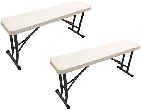 EAZYGOODS 2 x FOLDING PLASTIC PICNIC BENCH PORTABLE OUTDOOR CAMPING GARDEN PARTY BBQ - NEXT WORKING DAY DELIVERY ***