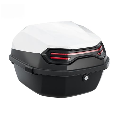Nihigバイク リアボックス 35L トップケース バイクボックス 用ボックス 着脱可能式 大容量 原付 スクーター フルフェイス収納可能 ヘルメット入れ ブラックリアボックス テトップケース フルフェイス 通勤 通学 (ボックス+大さな底板,ホワイト)