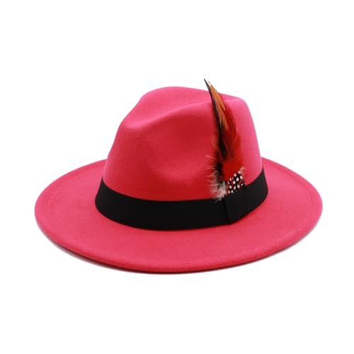 Image of Mens Fedora Hats Classic Wide Brim Fedora Hat for Women Men Dress Hats Panama Hat with Band