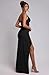 Memoriesea Women's Sexy Plunge Neckline Bodycon Ruched High Slit Party Maxi Dress Black