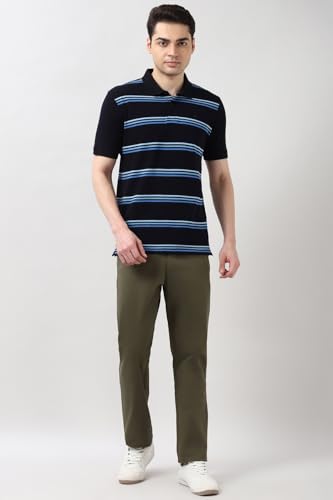 Image of Peter England Men's Cotton Breton Stripe Polo T-Shirt | Casual Wear | Modern Design