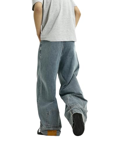 Men Baggy Jeans 90s Vintage Y2k Straight Leg Pants Hip Hop Skateboard Streetwear Trousers