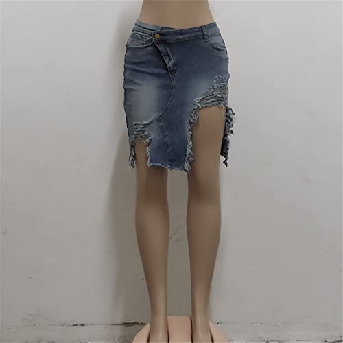 Women's Denim Skirt Denim Short Skirt Summer Women's Ripped Denim Skirt Package Hip Stretch Summer3