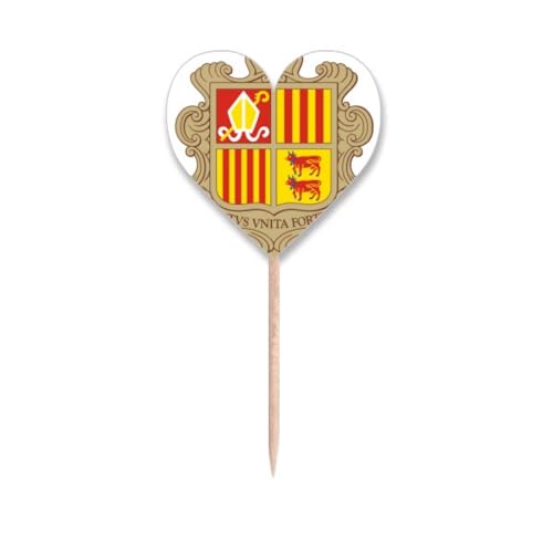 Andorra La Vella Andorra National Emblem Zahnstocher Flaggen Herz Etikett Cupcake Picks