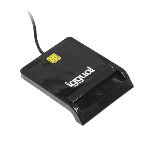 iggual Lector de Tarjetas DNI, SIP e ID USB 2.0- Conexión USB –Lector de DNI Electrónico Inteligente Compatible con DNI 4.0- Compatible con Windows, macOS y Linux- Cable 1,2 m- Negro