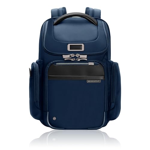 Briggs & Riley Medium Widemouth Backpack for Women & Men - Laptop Backpack, For Work & Travel, Lightweight & Durable, Padded Straps, Fits up to 15" Laptop - @work Collection, Navy