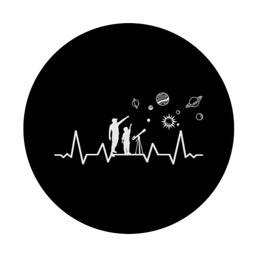 Telescopes Binoculars planets science heartbeat astronomy PopSockets Adhesive PopGrip, Black - Image 3