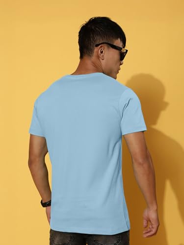 Image of Veirdo Regular Fit Half Sleeves Round Neck Typographic Printed Pure Cotton T-Shirt for Men (Available Colors: Black, Navy, Swan White, & White) (Sizes: S to 2XL)