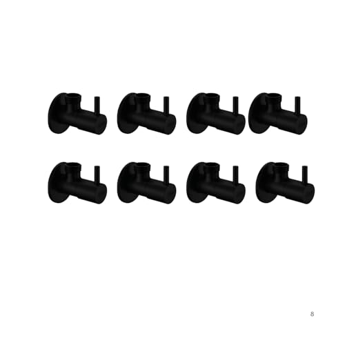 Image of ZAP Heavy-Duty Black Brass Angle Valve - Pack of 8 | Wall Flange Included | Perfect for Tap, Hand Shower, Geyser & Jet Spray