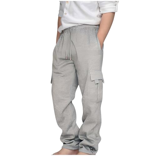 Fleece Cargo Sweatpants for Teen Boy Baggy Elastic Waist Drawstring Sweat Pants Teens Active Workout Joggers with Pockets