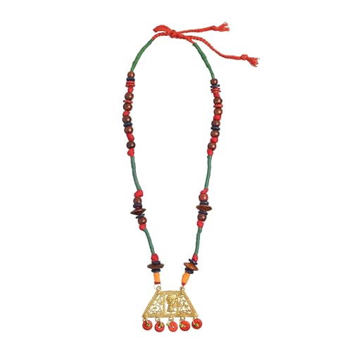 Image of AAKRITI ART CREATIONS Royal Empress Handcrafted Tribal Dhokra Necklace & Choker Collection | Artisan Ethnic Brass Jewelry with Oval & Square Designs, Amulet & Talisman Styles for Women