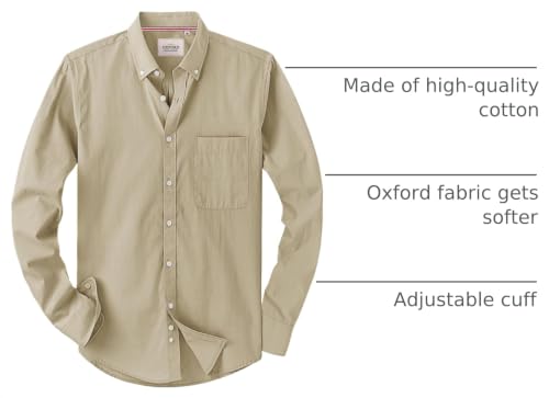 Image of Alimens & Gentle Mens Solid Oxford Shirt Long Sleeve Dress Shirt Work Casual Button Down Shirts with Pocket