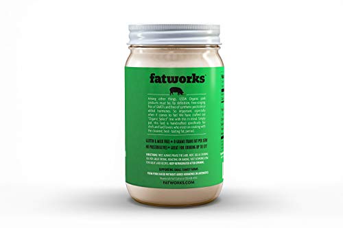 Fatworks, Certified Organic Pork Lard, Non-Gmo, Usda 100% Organic For Keto, Paleo Everyday Cooking And Frying, Whole30 Approved, No Preservatives In Glass Jar, 14.4 Oz, #TOP1
