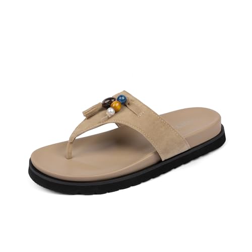 QIY QIY Women Platform Thong Flip Flops Open Toe Slip On Sandals 6 Suedetan