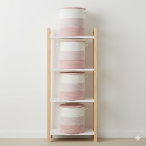 Image of Basket with Lid, 15 inch x 20 inch Woven Storage Basket for Blankets, Toys, Pillows, Towels, Living Room Bedroom Storage Bin, Round Rope Basket with Lid, Wicker Baskets for Organizing (BG7)