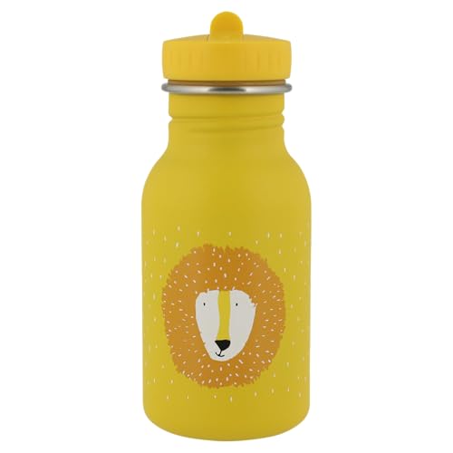 Trixie Baby Trinkflasche aus Edelstahl Kinder-Trinkflasche Auslaufsicher mit Tragekordel Schlanke Form für Kleine Hände Bruchsicher ab 3 Jahren (Mr. Lion 350ml)