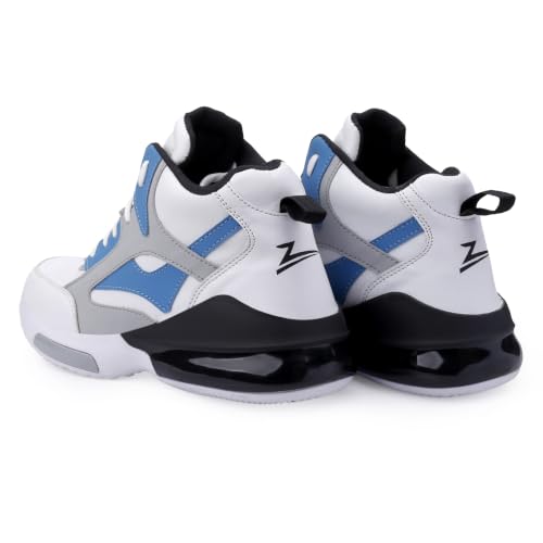 Image of Zixer High Top Sneakers for Men | Stylish Casual Basketball Inspired Shoes for Men | Lace-Up Ankle Length Fashion Sneakers | Lightweight Comfortable Walking Shoes for Men
