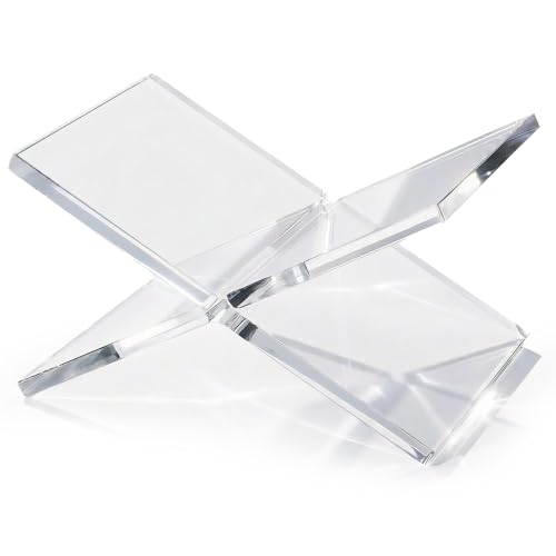 Clear Acrylic Book Stand 12 x 8 x 6 in Open Book Display Holder 8mm Thick X-Shape Cookbook Stand for Kitchen Counter Coffee Table Books Bibles Art Books and Magazines
