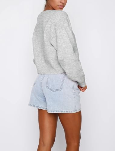 Women Casual Open Front Button Down Cropped Cardigan Sweaters Y2k Crewneck Long Sleeve Fall Knitwear Teen Clothes3